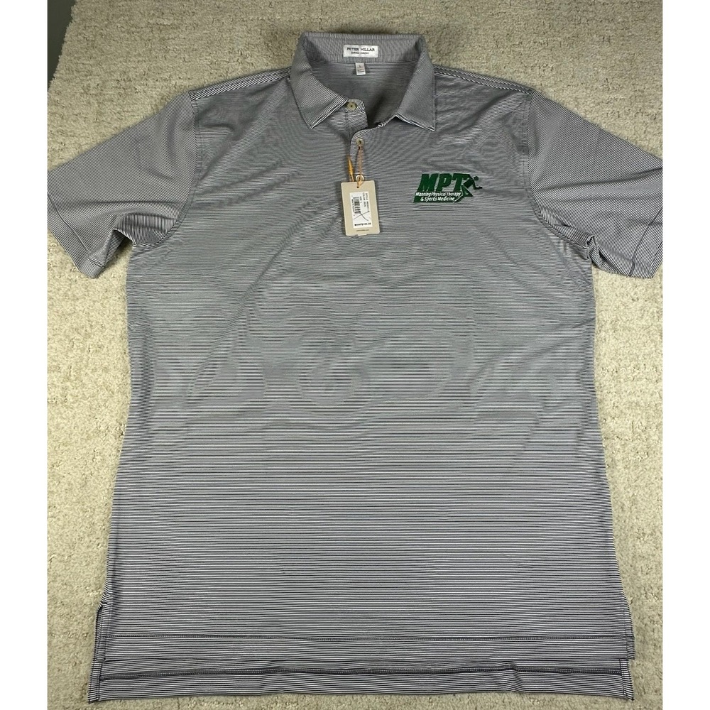 NWT Peter Millar Summer Comfort Performance Striped Golf Polo Shirt Men's Large